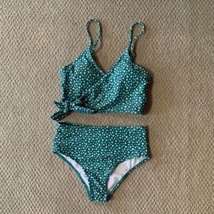 Shein high wasted floral swim suit set